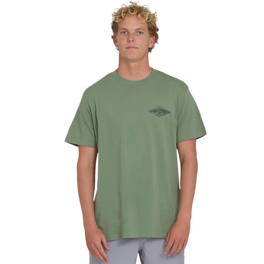 Billabong Sage Green Graphic T-Shirt Mens Medium Surf Skate Boho Coastal Size M‎